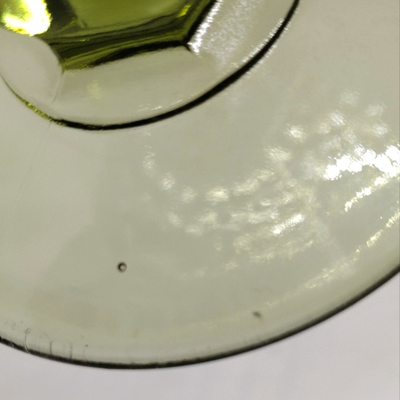 Vintage Fenton Colonial Green Thumbprint Ruffled Crimped Edged Compote - Picture 7 of 12